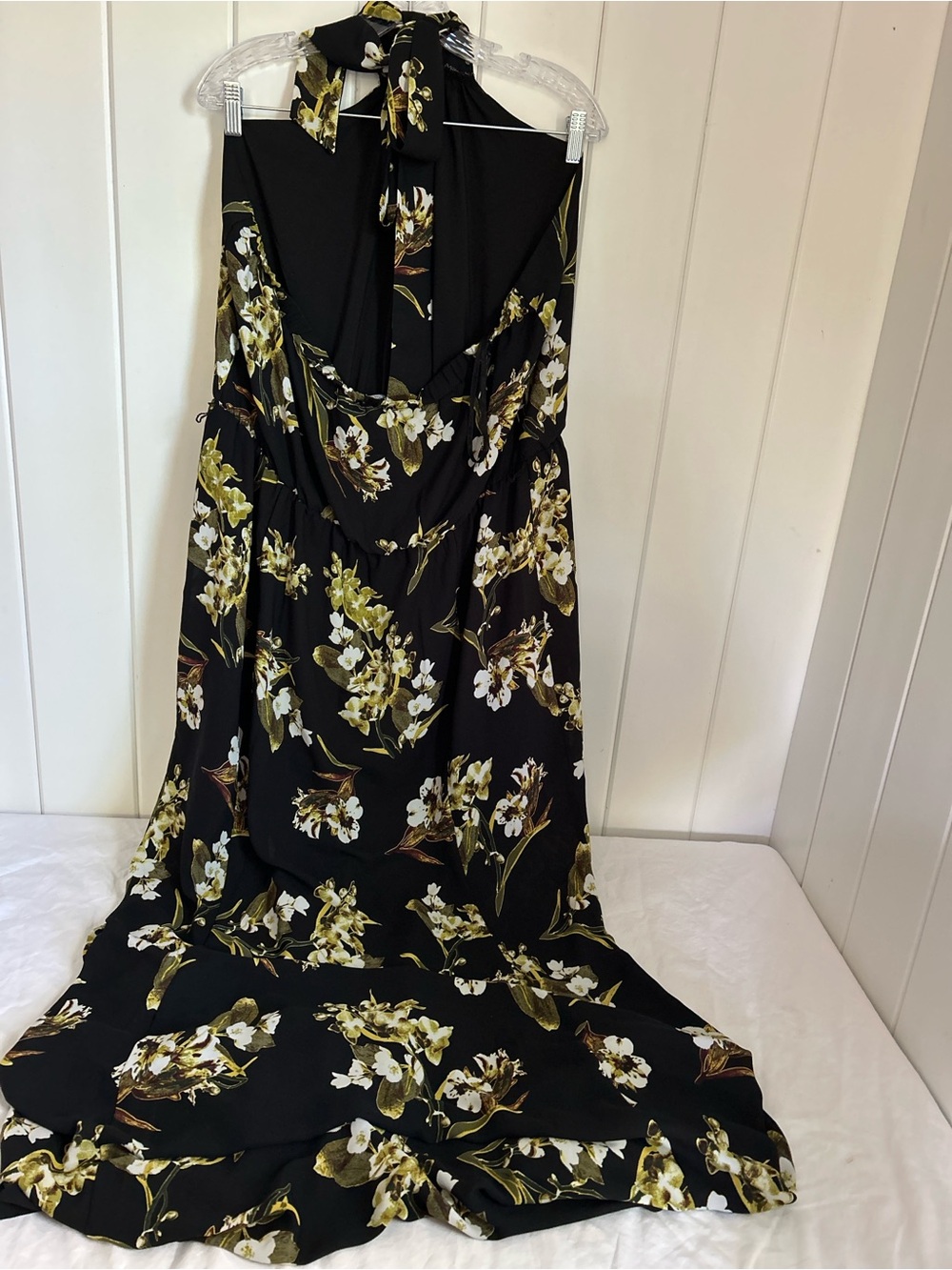 New York and Company XXL maxi Dress Black strapless Halter Floral Print NY&CO - Picture 4 of 16